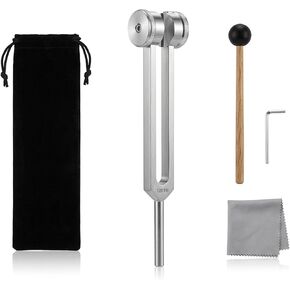 128Hz Aluminum Weighted Tuning Fork Set with Mallet, Carrying Bag, Cleaning Cloth and Hex Key, Sound Healing Frequency Therapy Tool for Meditation, Relaxation, Wellness and Energy Work in Kuwait