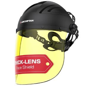 ARCCAPTAIN Face Shield for Grinding and Cutting, Full Face Impact Resistant Mask with Adjustable Ratcheting Headgear, Polycarbonate Visor, ANSI Z87.1 Certified for Industrial Work in Kuwait