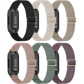 HSWAI نايلون مرن متوافق مع Fitbit Inspire 3 Bands/Fitbit Inspire 2 Bands، 6 حزم قابلة للتمدد وقابلة للتعديل حزام بديل رياضي ناعم للنساء والرجال لتتبع اللياقة البدنية in Kuwait