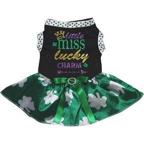فستان Petitebella Little Miss Lucky Charm Puppy Dog (أسود/أخضر LED، X-Large) in Kuwait