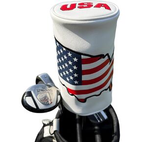 Vesperlux Cylindrical Golf Driver Headcover USA Flag Map 460cc | Anti-Slip Elastic Fit, Waterproof Material, Universal 460cc Fit, Sturdy Protection, USA Flag Map, Unique Design, Golf Gift in Kuwait