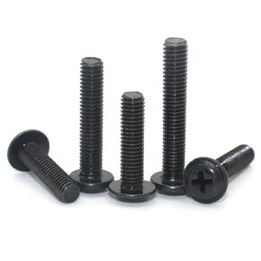 Black Carbon Steel M1.4 M2 M2.5 M3 M3.5 M4 M5 M6 3/4/5MM Cross Pan Round Head with Washer Collar Screw Bolt 90/40/20/10 Pcs(5mm,M3X40pcs) in Kuwait