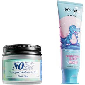 أقراص معجون الأسنان NOBS (بدون أشياء سيئة) (شهر واحد) وحزمة NOBS Jr - نانو هيدروكسيباتيت، خالية من الفلورايد، صديقة للبيئة والسفر - إعادة المعادن مع NHA in Kuwait