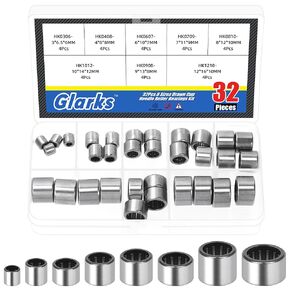Glarks 32pcs 3/4/6/7/8/9/10/12mm مجموعة محامل إبرة الأسطوانة، محامل المسار الدوارة نهاية مفتوحة، كأس مرسومة محمل إبرة الأسطوانة، كأس مسحوب الأسطوانة نهاية مفتوحة للسيارات والآلات واستخدام علبة التروس in Kuwait