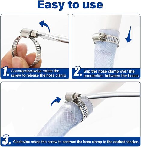 Hose Clamp Kit 40Pcs Stainless Steel Worm Hose Clamps Adjustable Metal Band Clamps For Water Pipe, Intercooler, Automotive Plumbing, Heater Hose in Kuwait
