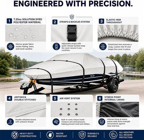 Boat Cover for Cobalt 200 I/O 1994 1995 1996 1997 1998 1999 Heavy-Duty Boat Covers, All Weather Trailerable Cover in Kuwait