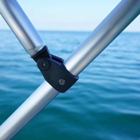 Oceansouth 3 Bow Bimini Top 6ft Long | Heavy Duty Marine Boat Canopy with Aluminum Frame & Atlas Marine Fabric (Dark Gray, Mounting Width 79" - 84") in Kuwait