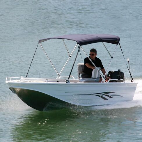 Oceansouth 3 Bow Bimini Top 6ft Long | Heavy Duty Marine Boat Canopy with Aluminum Frame & Atlas Marine Fabric (Dark Gray, Mounting Width 79" - 84") in Kuwait