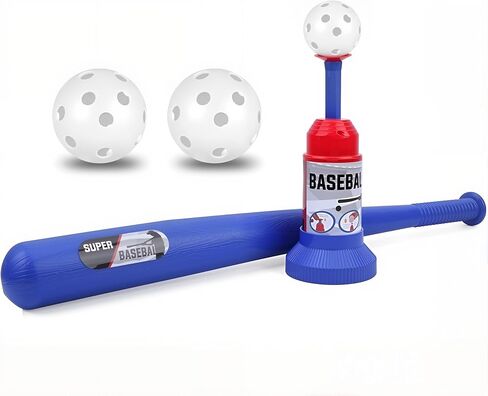 KAK Baseball Training Tee Ball Popper, Pop Up Baseball Trainer with Baseball Bat & 2 Practice Balls, Hitting Tee for Perfect Swings, Batting Practice Equipment Indoor Outdoor, No Pitcher Required in Kuwait