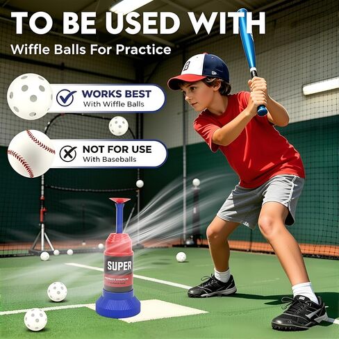KAK Baseball Training Tee Ball Popper, Pop Up Baseball Trainer with Baseball Bat & 2 Practice Balls, Hitting Tee for Perfect Swings, Batting Practice Equipment Indoor Outdoor, No Pitcher Required in Kuwait