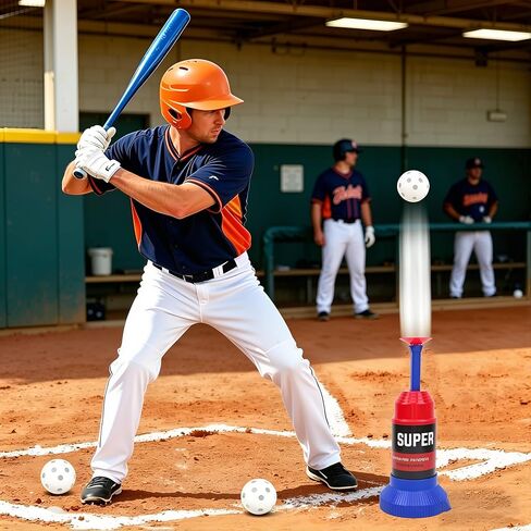 KAK Baseball Training Tee Ball Popper, Pop Up Baseball Trainer with Baseball Bat & 2 Practice Balls, Hitting Tee for Perfect Swings, Batting Practice Equipment Indoor Outdoor, No Pitcher Required in Kuwait