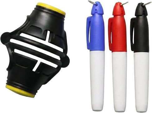 Golf Ball Marker Stencil with 3 Color Pens 360° Triple Line Alignment Tool Golf Accessories for Men and Women in Kuwait