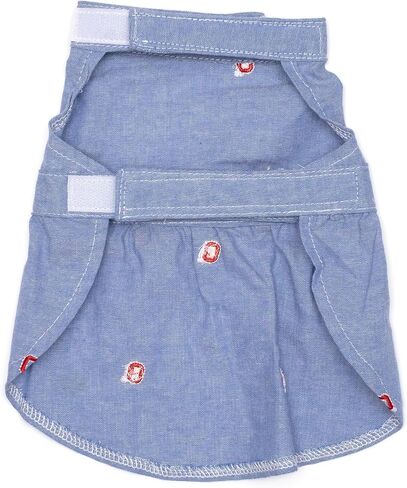 THE WORTHY DOG Ohio State Chambray Dog Dress – Cotton Pet Dress with Bow, Machine Washable, Blue, X-Large in Kuwait