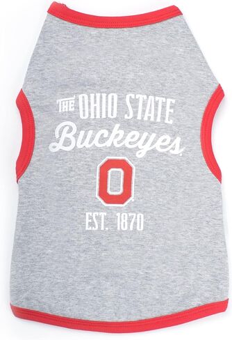 The License House Ohio State Buckeyes Dog Tee, Sleeveless Printed Dog Tanks, Soft and Comfortable, Gray - XXS in Kuwait