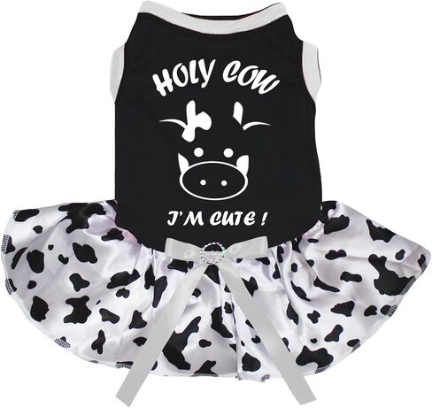Petitebella Holy Cow I'm Cute Puppy Dog Dress (Pink/Cow, Large) in Kuwait