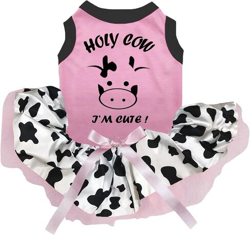 Petitebella Holy Cow I'm Cute Puppy Dog Dress (Pink/Cow, Large) in Kuwait