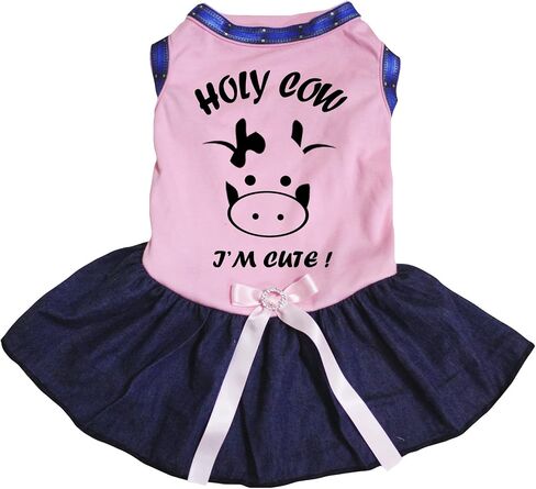Petitebella Holy Cow I'm Cute Puppy Dog Dress (Pink/Cow, Large) in Kuwait