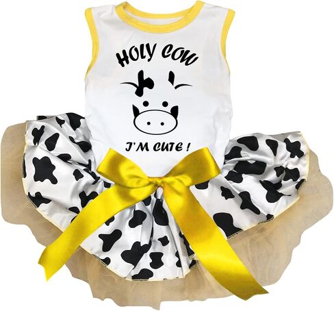 Petitebella Holy Cow I'm Cute Puppy Dog Dress (Pink/Cow, Large) in Kuwait