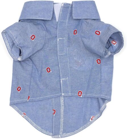 THE WORTHY DOG Ohio State Chambray Dog Shirt– Cotton Pet Dress with Bow, Machine Washable, DenimBlue, XX-Large in Kuwait