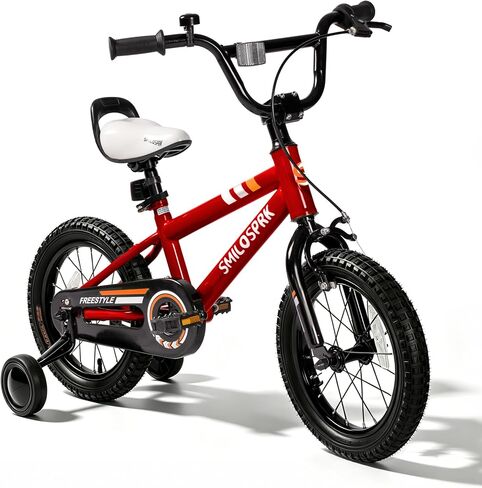 دراجة أطفال طراز BMX مقاس 12/14/16 بوصة مع عجلات تدريب وفرامل كوستر وواقي سلسلة كاملة، مقعد قابل للتعديل، هدية للأولاد والبنات من عمر 2 إلى 7 سنوات in Kuwait