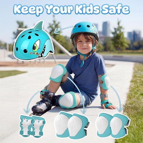 Toddler Kids Dinosaur Bike Helmet and Pad Set, Adjustable Protective Gear with Knee Elbow Pads and Wrist Guard, Bicycle Helmet Safety Gear for Child Boys Girls Ages 1-8 in Saudi Arabia