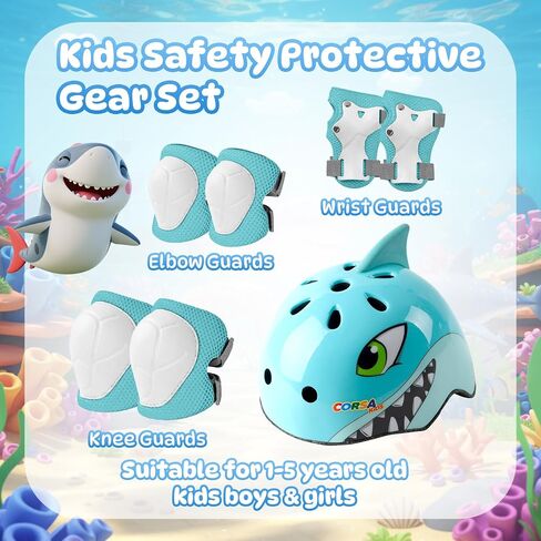 Toddler Kids Dinosaur Bike Helmet and Pad Set, Adjustable Protective Gear with Knee Elbow Pads and Wrist Guard, Bicycle Helmet Safety Gear for Child Boys Girls Ages 1-8 in Saudi Arabia