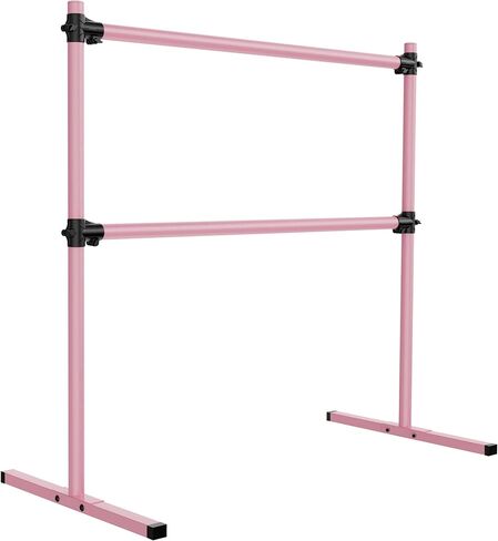 4FT Height Adjustable Ballet Barre, Freestanding Ballet Bar, Heavy Duty Dance Bar Support, Sturdy Construction, Anti-Slip for Kids Adult, Home and Gym use (Pink) in Kuwait