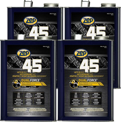 Zep 45 Dual Force - 1 Gallon (Case of 4) 374524 - Multi-Purpose Product Formulated to Lubricate, Penetrate, Displace Moisture, and Prevent Corrosion Without the Use of Ozone Depleters or Chlorinated in Kuwait