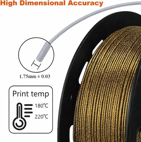 Galaxy Glitter PLA Filament 3D Printer Filament 1.75mm, Black Glitter Gold, 250g Spool in Kuwait