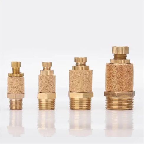 Pneumatic Exhaust Muffler Brass 1/8" 1/4" 3/8" 1/2" M5 Fitting Filter Reducer Connector Copper 200Pcs(Long-M5) in Kuwait