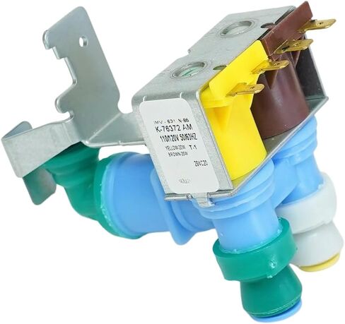 67006531 K-76372 N-86-QC صمام مياه الثلاجة ذو المدخل المزدوج متوافق مع استبدال الملف اللولبي DIY | صمام الملف اللولبي لمياه الثلاجة ذو المدخل المزدوج مع ملفات مزدوجة ومحطات أنابيب قياسية لصيانة الثلاجة بنفسك بسرعة in Kuwait