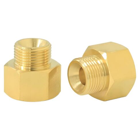 3/8"F x 9/16"M محول تمديد نحاسي UK-US | عبوتان مع حلقات دائرية، مقاومة للتسرب. لصمامات الزوايا، وصنابير المطبخ، ومفاصل المياه RV، وصمامات الرادياتير. المملكة المتحدة إلى الولايات المتحدة المناسب. in Kuwait