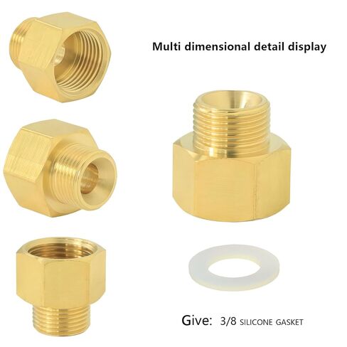 3/8"F x 9/16"M محول تمديد نحاسي UK-US | عبوتان مع حلقات دائرية، مقاومة للتسرب. لصمامات الزوايا، وصنابير المطبخ، ومفاصل المياه RV، وصمامات الرادياتير. المملكة المتحدة إلى الولايات المتحدة المناسب. in Kuwait