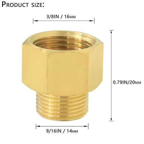 3/8"F x 9/16"M محول تمديد نحاسي UK-US | عبوتان مع حلقات دائرية، مقاومة للتسرب. لصمامات الزوايا، وصنابير المطبخ، ومفاصل المياه RV، وصمامات الرادياتير. المملكة المتحدة إلى الولايات المتحدة المناسب. in Kuwait