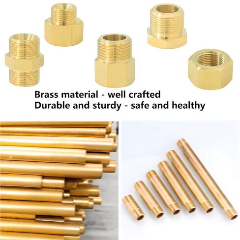 3/8"F x 9/16"M محول تمديد نحاسي UK-US | عبوتان مع حلقات دائرية، مقاومة للتسرب. لصمامات الزوايا، وصنابير المطبخ، ومفاصل المياه RV، وصمامات الرادياتير. المملكة المتحدة إلى الولايات المتحدة المناسب. in Kuwait