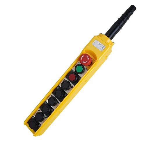 6 Ways Hoist Push Button Switch, Crane Pendant Control Station, Lifting Pendant Controller, UP Down Emergency Stop, Single Row, 500V 5A for Hoist Crane Control in Saudi Arabia