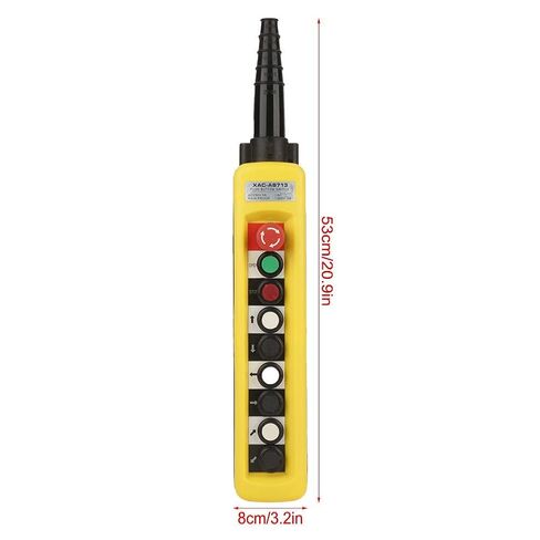 6 Ways Hoist Push Button Switch, Crane Pendant Control Station, Lifting Pendant Controller, UP Down Emergency Stop, Single Row, 500V 5A for Hoist Crane Control in Saudi Arabia
