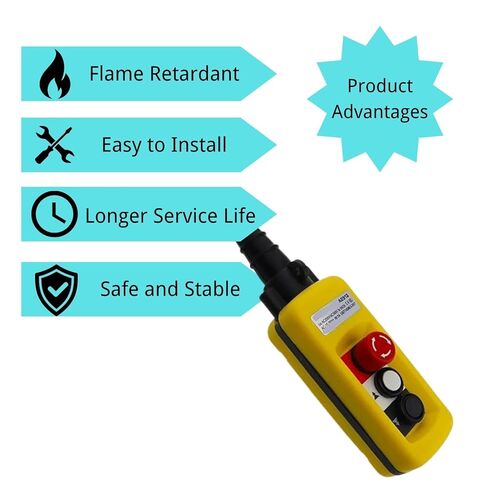 6 Ways Hoist Push Button Switch, Crane Pendant Control Station, Lifting Pendant Controller, UP Down Emergency Stop, Single Row, 500V 5A for Hoist Crane Control in Saudi Arabia