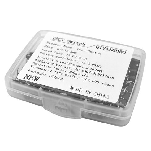 QIYANGBRI 120 PCS 6 * 6 * 5mm Momentary Tactile Tact Push Button Switch for PCB 4 Pin DIP Black in Saudi Arabia