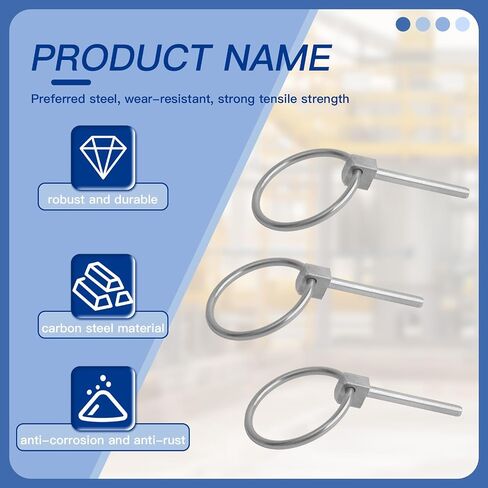 4Pcs 1/8" x 1-3/16" Stainless Steel Linch Pins with Ring - Quick-Release Round Cotter Pins for Trailers, Trucks, Boat, Kayak, Mower & Trolley Hardware in Kuwait