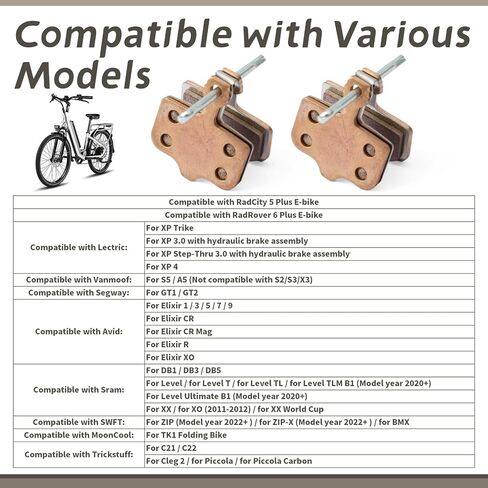 2PCS Brake Pads Replacement for Rad Power RadCity 5 Plus for RadRover 6 Plus for Lectric XP Trike/3.0/4.0 for Segway for Ninbot GT1 GT2 for Vanmoof S5/A5 for MoonCool TK1 for SWFT Zip/BMX in Kuwait