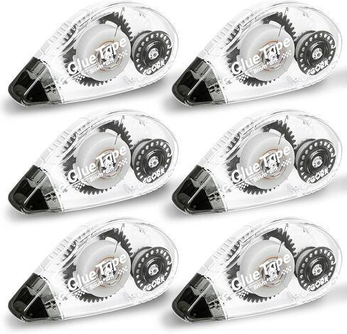 Gecork 6 Pack Double Sided Glue Tape Roller,Quick Dry Strong Adhesive Scrapbook Tape for Scrapbooking Junk Journal,Office, School,Art & Craft Supplies,0.3in x 26ft,Grey Shell in Kuwait
