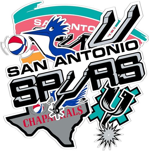 Desert Cactus San Antonio Spurs Sticker NBA Officially Licensed Vinyl Decal Laptop Water Bottle Car Scrapbook (Vintage T2-B) in Kuwait