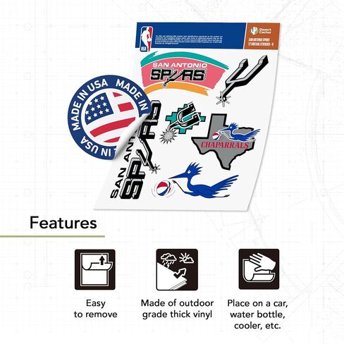 Desert Cactus San Antonio Spurs Sticker NBA Officially Licensed Vinyl Decal Laptop Water Bottle Car Scrapbook (Vintage T2-B) in Kuwait