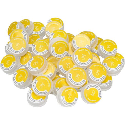 50 Pack Lemon Scented Hand Wipes, Individually Wrapped Wet Mini Towelettes, Alcohol-Free Moisturizing Cleaning Wipes for Travel, Gym & Outdoor Activities in Kuwait