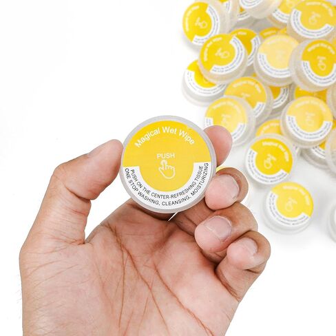 50 Pack Lemon Scented Hand Wipes, Individually Wrapped Wet Mini Towelettes, Alcohol-Free Moisturizing Cleaning Wipes for Travel, Gym & Outdoor Activities in Kuwait