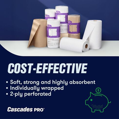 Cascades PRO Select Kitchen Roll Towel - Strong and Absorbent 2-Ply Paper Towels for Kitchens, Breakrooms, Schools, Offices - Recycled, Compostable - 250 Sheets/Roll, 12 Rolls/Box -K250 - White in Kuwait