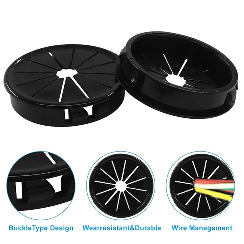 5 Pack Cable Grommets, 38mm Black Nylon Wire Hole Covers for Cabinet & Desk Cord Management, Petal-Shaped Buckle Design for Secure Installation & Cable Protection, Fits 1-1/2" Openings in Kuwait