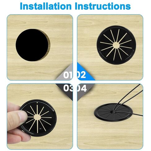 5 Pack Cable Grommets, 38mm Black Nylon Wire Hole Covers for Cabinet & Desk Cord Management, Petal-Shaped Buckle Design for Secure Installation & Cable Protection, Fits 1-1/2" Openings in Kuwait