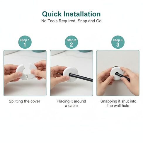 4 Pack Wall Cable Grommet, Round Split Plastic Cable Hole Cover for Wire Routing, Desk & Wall Feed Through Grommet for Clean Cable Management in Kuwait